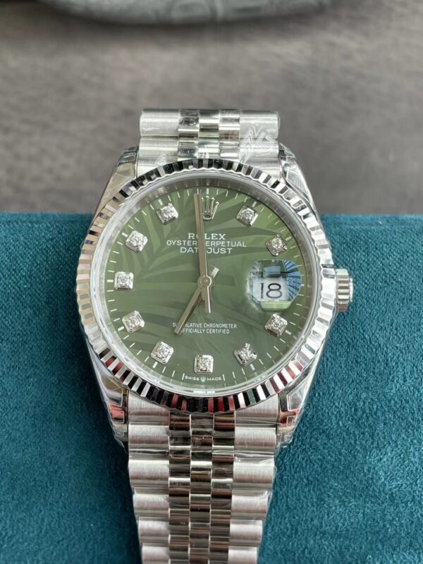 Rolex - Datejust 126234 36mm Jub SS/SS Green Palm Motif EW MY8215 - Image 7