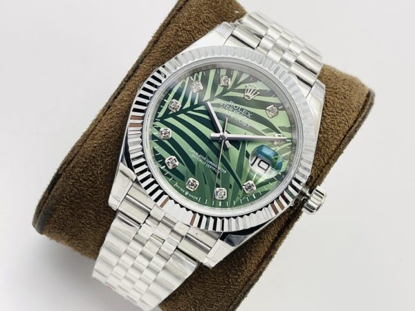 Rolex - Datejust 126234 36mm Jub SS/SS Green Palm Motif EW MY8215 - Image 10
