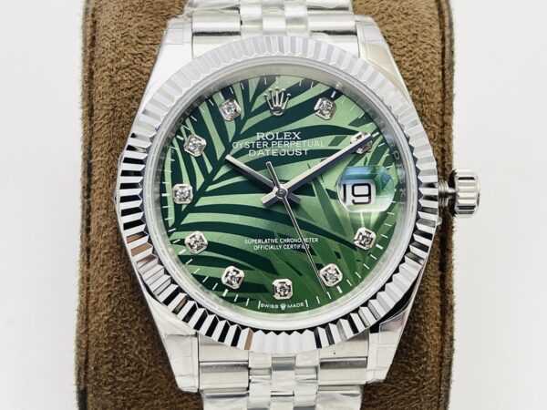 Rolex - Datejust 126234 36mm Jub SS/SS Green Palm Motif EW MY8215 - Image 4