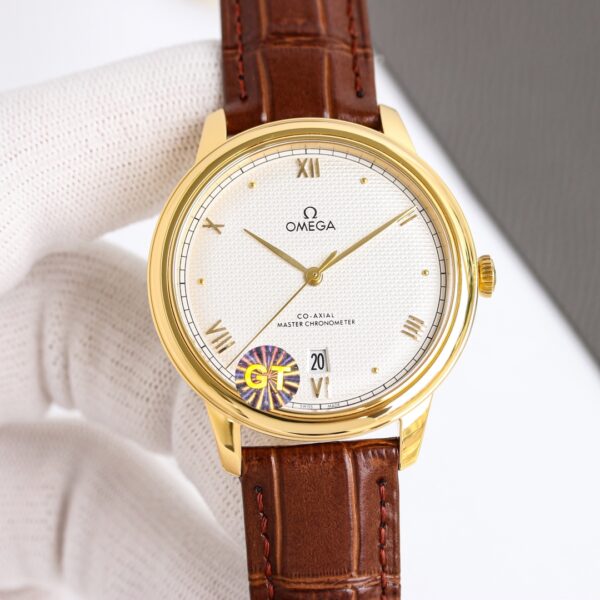 Omega - De Ville Prestige Co-Axial Master Chronometer 41mm Silver Dial Leather Strap Men's Watch - Image 3